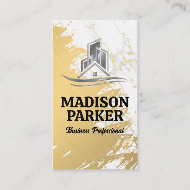 Gold und Marmor | Real Anwesen Logo Visitenkarte (Vorderseite)