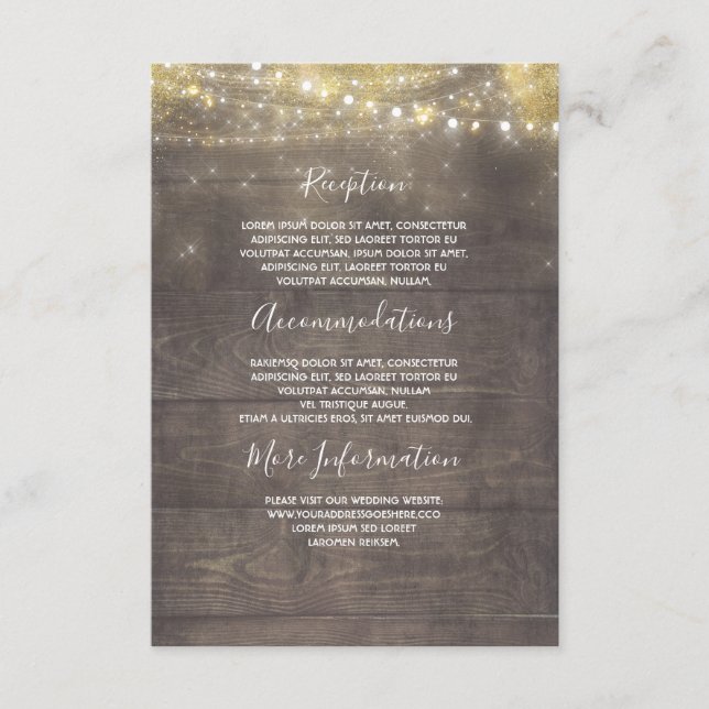 Gold und Mauve Rustic Wedding Information Guest Begleitkarte (Vorderseite)