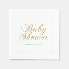 Gold und Minze | Modernes Baby-Duschpapier Napkin Serviette