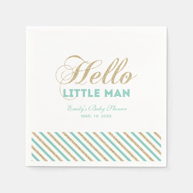 Gold und Minze | Modernes Baby-Duschpapier Napkin Serviette (Vorderseite)