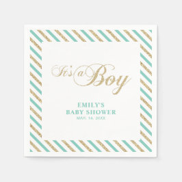 Gold und Minze | Modernes Baby-Duschpapier Napkin Serviette