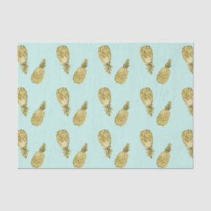 Gold-und Minzen-Aquarell-Ananas Seidenpapier