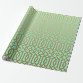 Gold-und Minzen-modernes Gitter-Muster Geschenkpapier