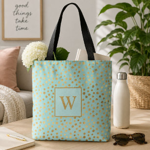 Gold- und Minzpunkte Tasche