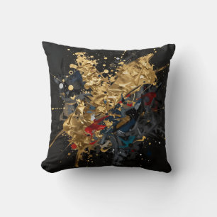Gold- und Navy-Abstrakter Spritzer Moderne Luxus-K Kissen