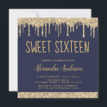 Gold und Navy Blue Glitzer 16 . Geburtstag Geburts Einladung<br><div class="desc">Luxury Gold und Navy Blue Funkelnd Dripping Glitzer Sweet 16 Birthday Party Einladung . Dies ist die perfekte 16 . Geburtstag Geburtstagseinladung für eine moderne Sparkle Girly Geburtstagsparty im Glitzer. Bitte kontaktieren Sie den Designer,  um passende Sonderanfertigungen zu erhalten.</div>