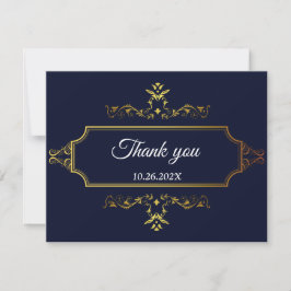 Gold und Navy Blue im indischen Stil RSVP Karte