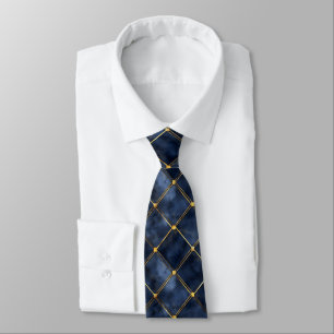 Gold und Navy Blue Muster Krawatte