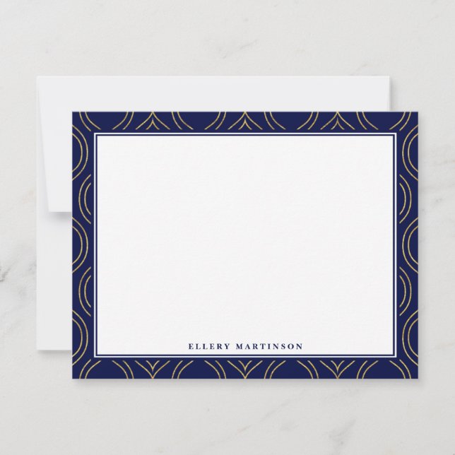 Gold- und Navy-Blue-Muster Mitteilungskarte (Vorderseite)