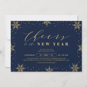 Gold und Navy Blue   Silvester Corporate Party Einladung