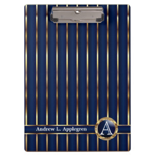 Gold und Navy Blue Streifen Klemmbrett