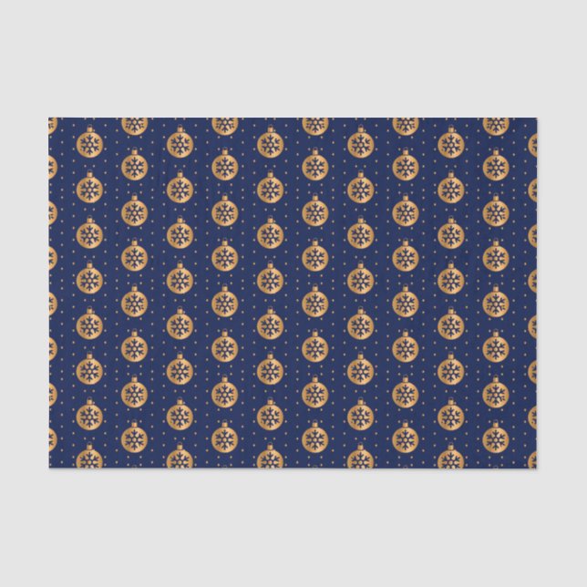 Gold und Navy Blue Weihnachtsschmuck Seidenpapier (Vorderseite)