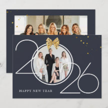 Gold und Navy Foto Frohes Neues Jahr Grußkarte