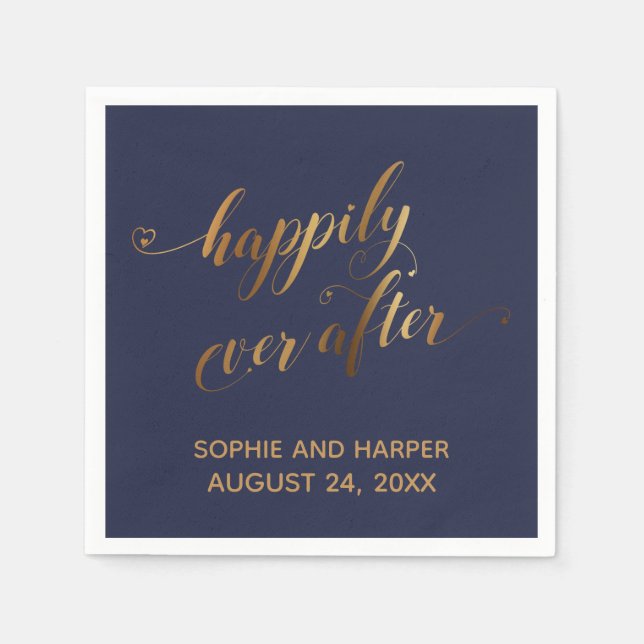 Gold und Navy glücklich je nach Hörenscript Serviette (Vorderseite)