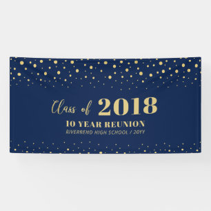 Gold- und Navy-Konfetti-Abschlussjubiläums-Party-W Banner