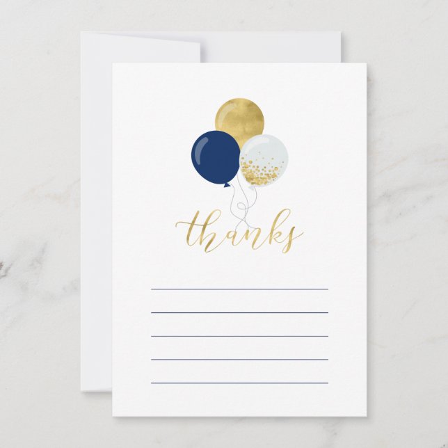 Gold und Navy | Party Dankeschön Karte (Vorderseite)