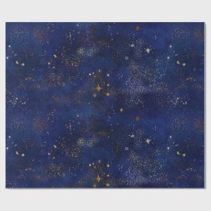 Gold- und Navy-Sterne Geschenkpapier