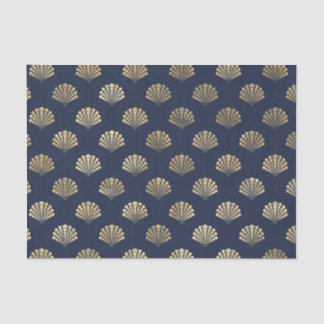 Gold und Navy Vintage Art Deco Blumenmuster Seidenpapier