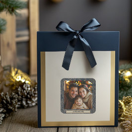 Gold und Navy Weihnachten Quadratischer Aufkleber