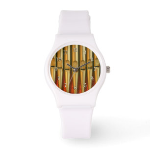 Gold und orange Rohre Armbanduhr