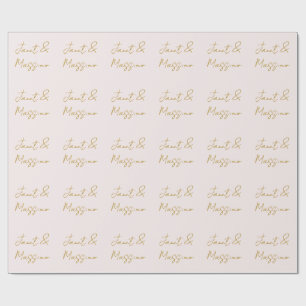 Gold- und Pastellfarbe Kalligrafie Elegant Einfach Geschenkpapier