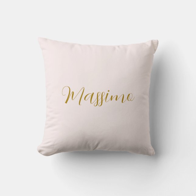 Gold- und Pastellfarbe Kalligrafie Elegant Einfach Kissen (Vorderseite)