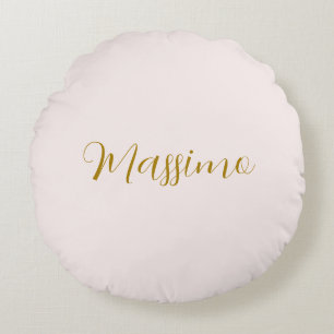 Gold- und Pastellfarbe Kalligrafie Elegant Einfach Rundes Kissen