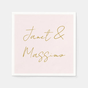 Gold- und Pastellfarbe Kalligrafie Elegant Einfach Serviette