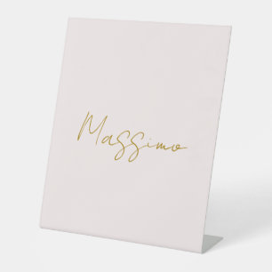 Gold- und Pastellfarbe Kalligrafie Elegant Einfach Sockelschild
