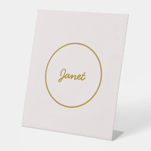 Gold- und Pastellfarbe Kalligrafie Elegant Einfach Sockelschild