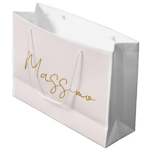 Gold- und Pastellfarbe Kalligrafie Elegant Schlich Große Geschenktüte
