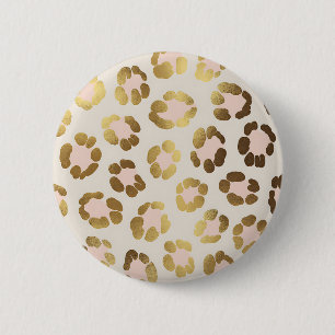 Gold- und Pastellrosa-Leopardenprint Chic Animal Button
