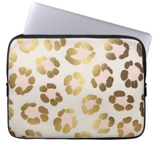 Gold- und Pastellrosa-Leopardenprint Chic Animal Laptopschutzhülle