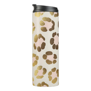 Gold- und Pastellrosa-Leopardenprint Chic Animal Thermosbecher