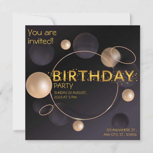 Gold und Perle. Eleganter Geburtstag Einladung (Vorderseite)