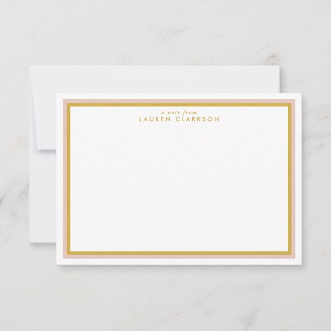 Gold und Pink - Modern - Double Frame Note Karte (Vorderseite)