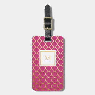 Gold- und Pink quatrefoil Gepäckanhänger
