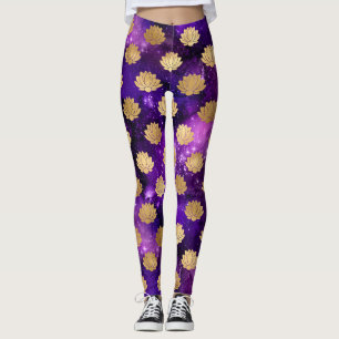 Gold- und Purpur-Galaxie-Dharma-Mandala Leggings