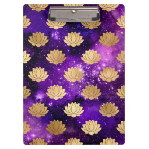Gold- und Purpur-Galaxie-Dharma-Mandala-Muster Klemmbrett