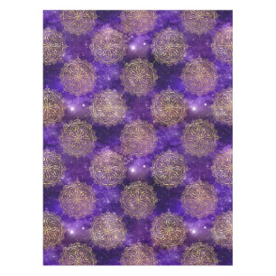 Gold- und Purpur-Galaxie-Dharma-Mandala-Muster Tischdecke