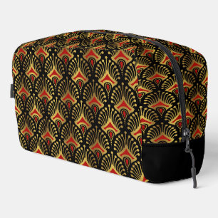 Gold und Red Art Deco Muster Monogram Duffle Ba Waschbeutel