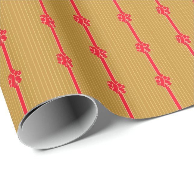 Gold und Red Bow Geschenkpapier (Rolleneckpunkt)