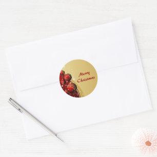 Gold und Red Christmas Balls Runder Aufkleber