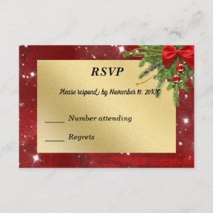 Gold und Red Christmas UAWG RSVP Karte