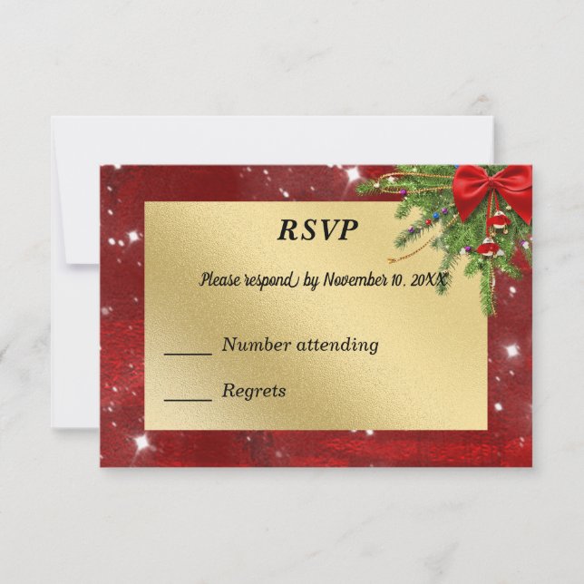 Gold und Red Christmas UAWG RSVP Karte (Vorderseite)