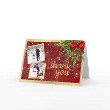 Gold und Red Christmas Wedding Foto Vielen Dank