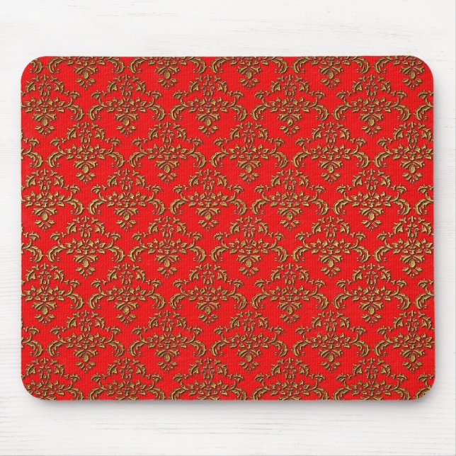 Gold und Red Damask Mousepad (Vorne)