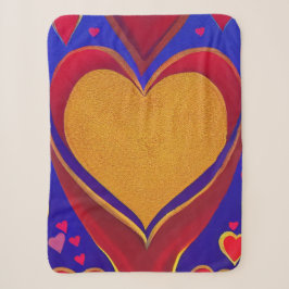 Gold und Red Heart Sherpa Blanket Sherpadecke