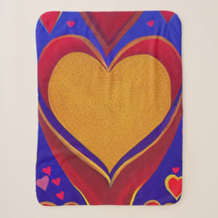 Gold und Red Heart Sherpa Blanket Sherpadecke