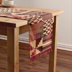 Gold und Red Kente Tuch Inspiriert Kurzer Tischläufer